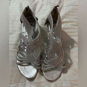 Dressy rhinestone silver shoes size 10.